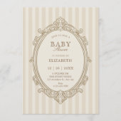 Vintage elegant soft beige baby shower einladung (Vorderseite)