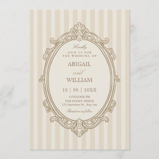 Vintage elegant soft beige wedding  einladung (Vorderseite)