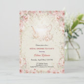 Vintage Elegant Tea Party Bridal Shower Invitation Einladung (Stehend Vorderseite)