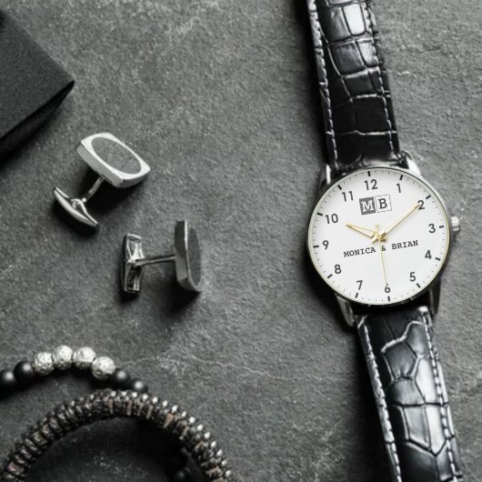 Vintage Elegant typography  monogram couples Armbanduhr