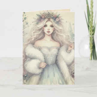Vintage Elegant Winter Princess Fairytale Karte