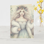 Vintage Elegant Winter Princess Fairytale  Karte (Gelbe Blume)