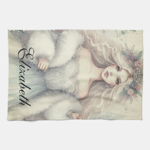 Vintage Elegant Winter Princess Mairytale Geschirrtuch