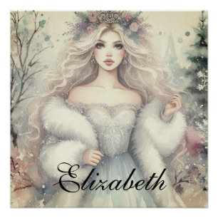 Vintage Elegant Winter Princess Mairytale Poster