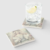 Vintage Elegant Winter Princess Mairytale Steinuntersetzer (Seitenansicht)