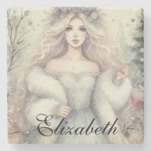Vintage Elegant Winter Princess Mairytale Steinuntersetzer