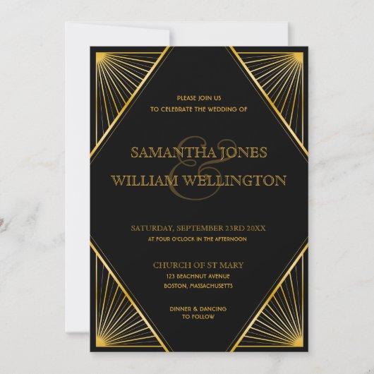 Vintage Elegante Art Deco Einladung (Vorderseite)