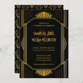 Vintage Elegante Art Deco Einladung (Vorne/Hinten)