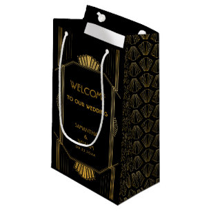 Vintage Elegante Art Deco Goldene Hochzeits Begrüß Kleine Geschenktüte