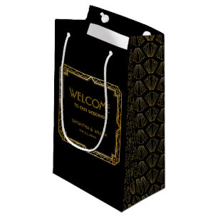 Vintage Elegante Art Deco Goldene Hochzeitsbegrüßu Kleine Geschenktüte