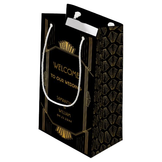 Vintage Elegante Art Deco Kleine Geschenktüte (Rückseite Schrägansicht)