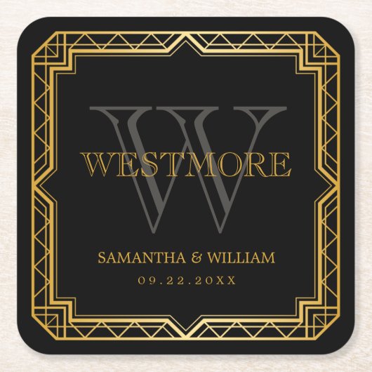 Vintage Elegante Art Deco Rechteckiger Pappuntersetzer (Vorderseite)