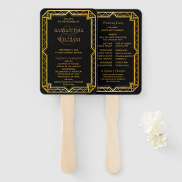 Vintage Elegante Art Deco Schwarzes Gold Hochzeit Fächer