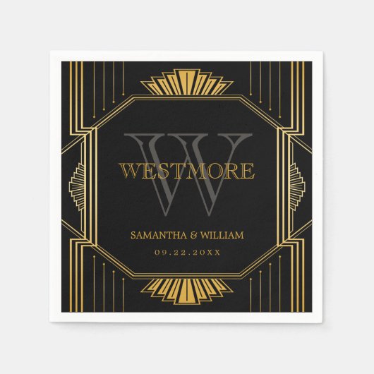 Vintage Elegante Art Deco Serviette (Vorderseite)