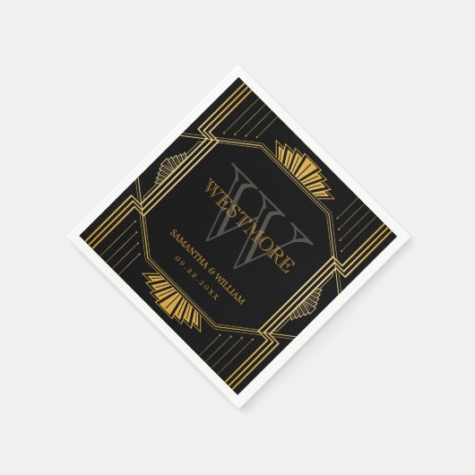 Vintage Elegante Art Deco Serviette (Ecke)