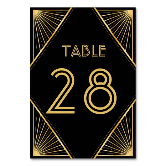 Vintage Elegante Art Deco Tischnummer (Rückseite)