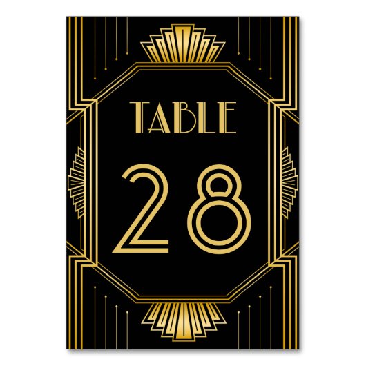 Vintage Elegante Art Deco Tischnummer (Rückseite)