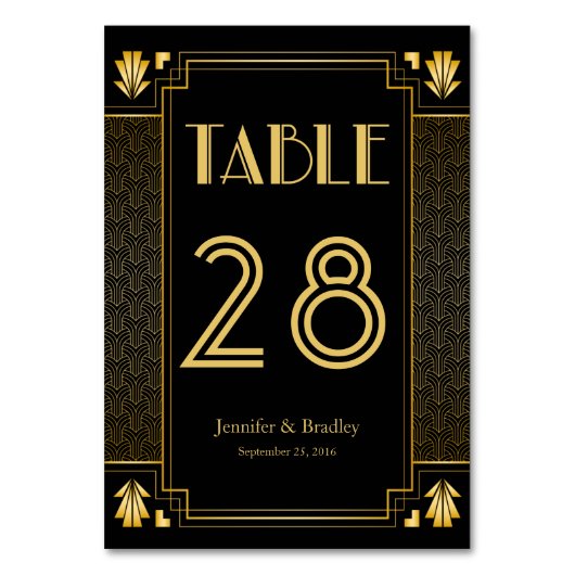 Vintage Elegante Art Deco Tischnummer (Rückseite)