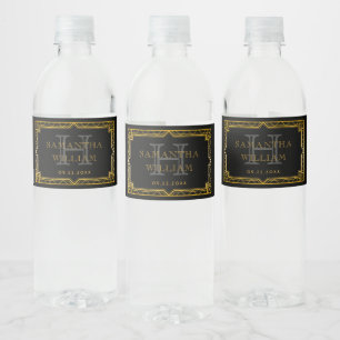 Vintage Elegante Art Deco Wasserflaschenetikett