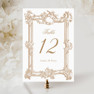 Vintage, elegante Barock Frame Gold Hochzeit Tischnummer