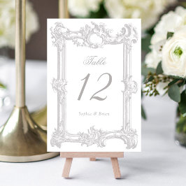 Vintage, elegante barocke Rahmen Gray Wedding Tischnummer