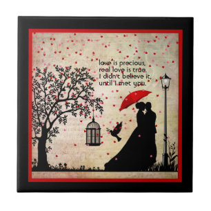 Vintage Elegante, Beige & Schwarze Poesie Fliese