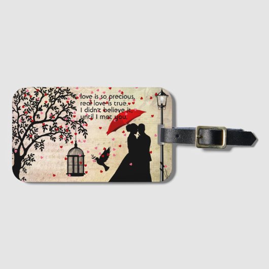 Vintage Elegante, Beige & Schwarze Poesie Gepäckanhänger (Vorderseite (Horizontal))