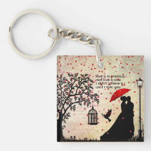 Vintage Elegante, Beige & Schwarze Poesie Schlüsselanhänger
