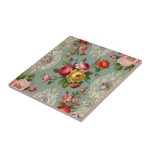 Vintage Elegante Blume Fliese (Seite)