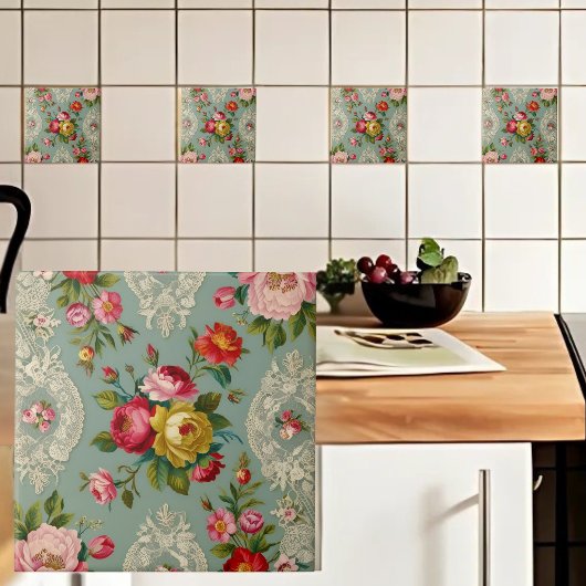 Vintage Elegante Blume Fliese