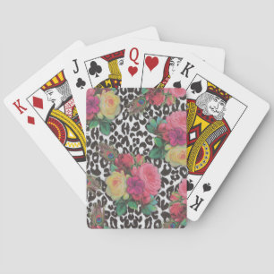 vintage elegante Blumen Gepard Pfau floral Spielkarten