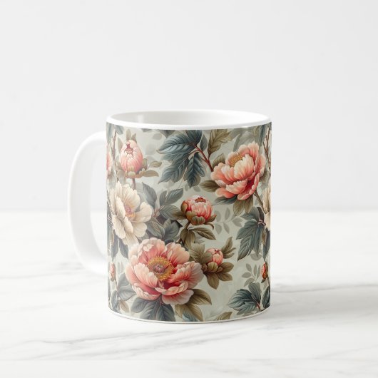 Vintage, elegante Blumen Kaffeetasse (Vorderseite Links)