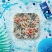 Vintage, elegante Blumen Pappteller (Party)