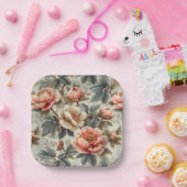 Vintage, elegante Blumen Pappteller (Party)
