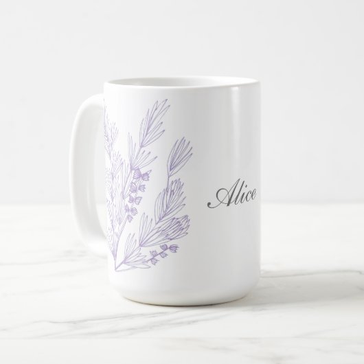 Vintage, elegante, Blumen-, personalisierte Kaffeetasse (Vorderseite Links)