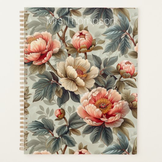 Vintage, elegante Blumen Planer (Vorderseite)