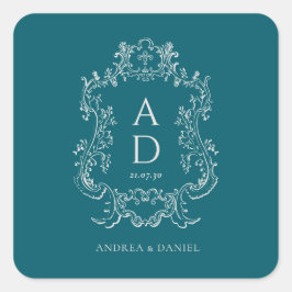 Vintage Elegante Blumen Quadratischer Aufkleber