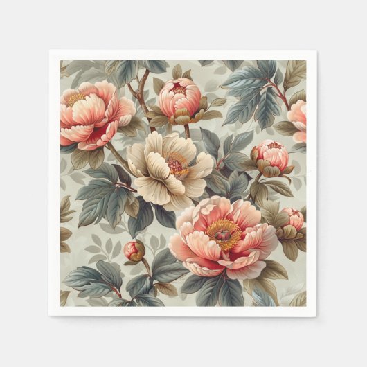 Vintage, elegante Blumen Serviette (Vorderseite)