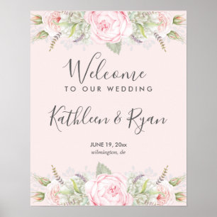 Vintage, elegante Blumenpinke Grau, jedes Farbpapi Poster