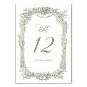 Vintage Elegante Blumenzitterwand Tischnummer (Rückseite)