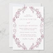 Vintage Elegante Blush Dusty Rose Wreath Wedding Einladung (Vorderseite)