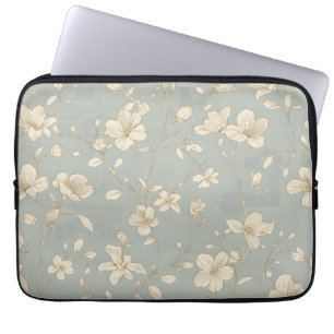 Vintage elegante botanische Linienkunst Laptopschutzhülle
