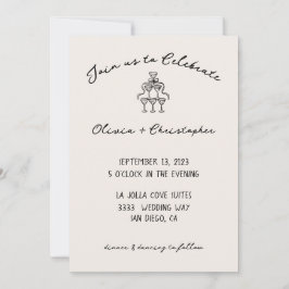 Vintage elegante Bow Champagne Einladung zur Hochz