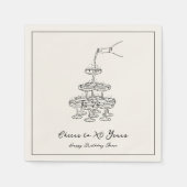 Vintage Elegante Champagne Sketch Geburtstag Napki Serviette (Vorderseite)