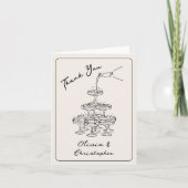 Vintage Elegante Champagne Tower Sketch Danke (Vorderseite)