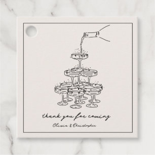 Vintage Elegante Champagner-Turm-Skizze Favor Tags Geschenkanhänger