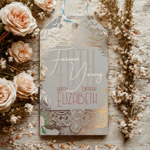 Vintage elegante Damask Lace Gold-Mustermarke Geschenkanhänger