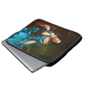 Vintage elegante Dame in blaugrünem Kleid Laptopschutzhülle (Vorne Knopf)