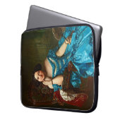 Vintage elegante Dame in blaugrünem Kleid Laptopschutzhülle (Vorderseite Links)