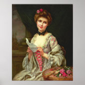 Vintage Elegante Dame mit Rose Poster (Vorne)